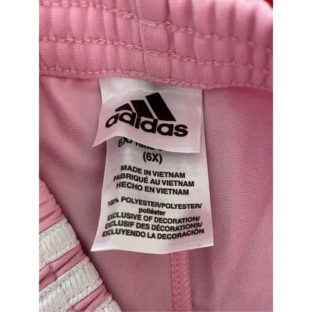 Adidas girls, youth pink white stripe jogger pants 6X
